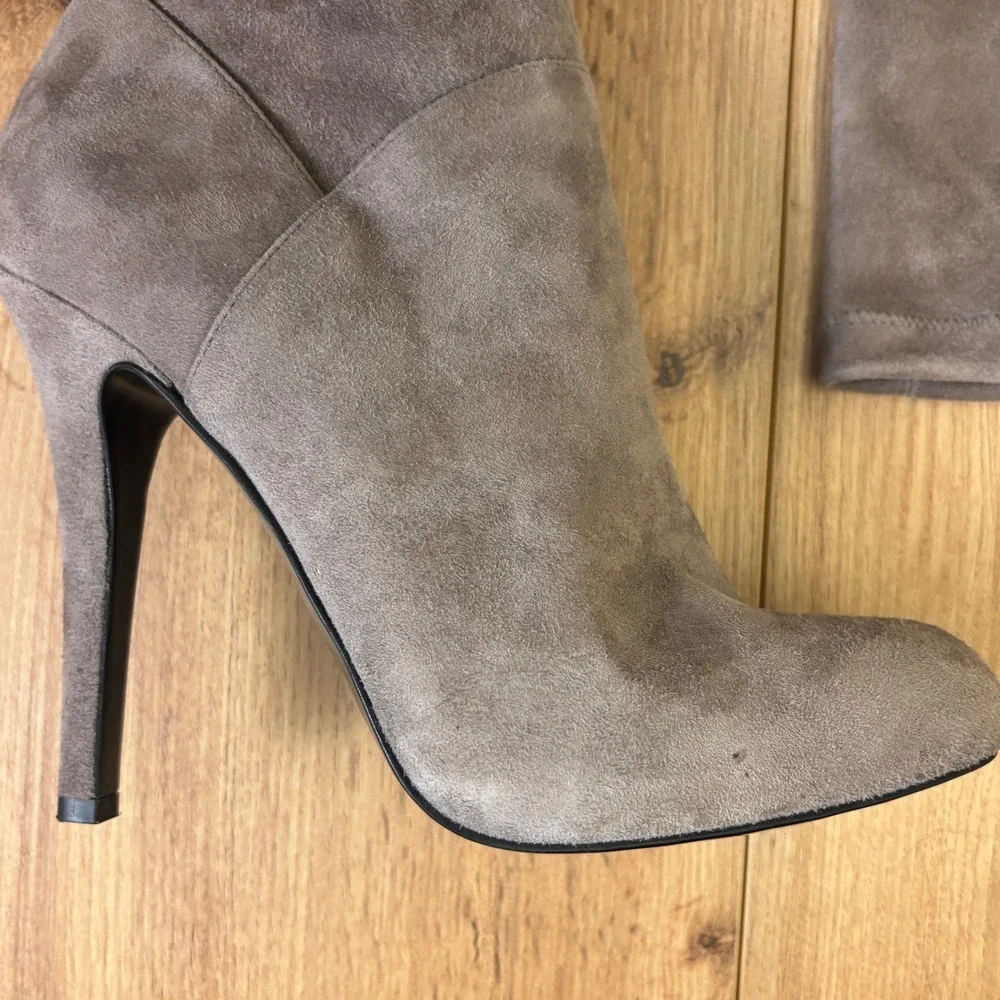KAREN MILLEN Over-the-Knee Suede Boots Taupe Women Size 36 Stiletto Pointed Toe